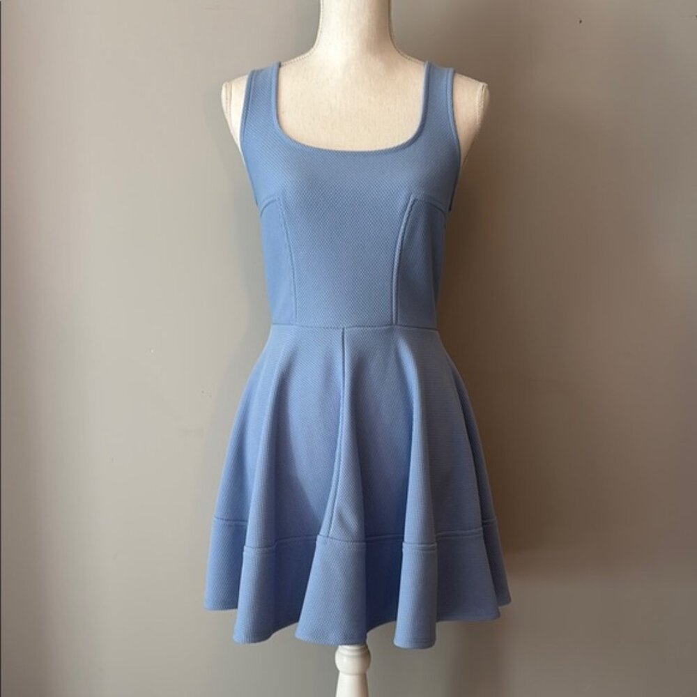 Blue Sleeveless Fit and Flare Mini Dress